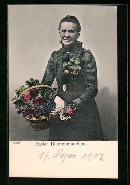 Cartes postales: Basel, Basler Blumenmädchen mit Korb vo – D'occasion à Berlin par bartko-reher