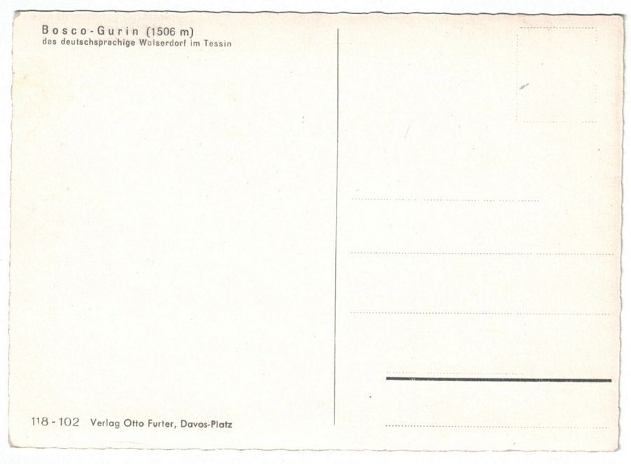 Cartoline postali: Bosco-Gurin, verso 1950 – Usato da Frauenfeld venduto da POML 1