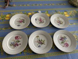 Lot de 6 assiettes anciennes Faïencerie d’Onnaing – décor fl