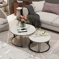 XXL Marmor Couchtisch 2 tlg. Weiss Design Wohnzimmertisch