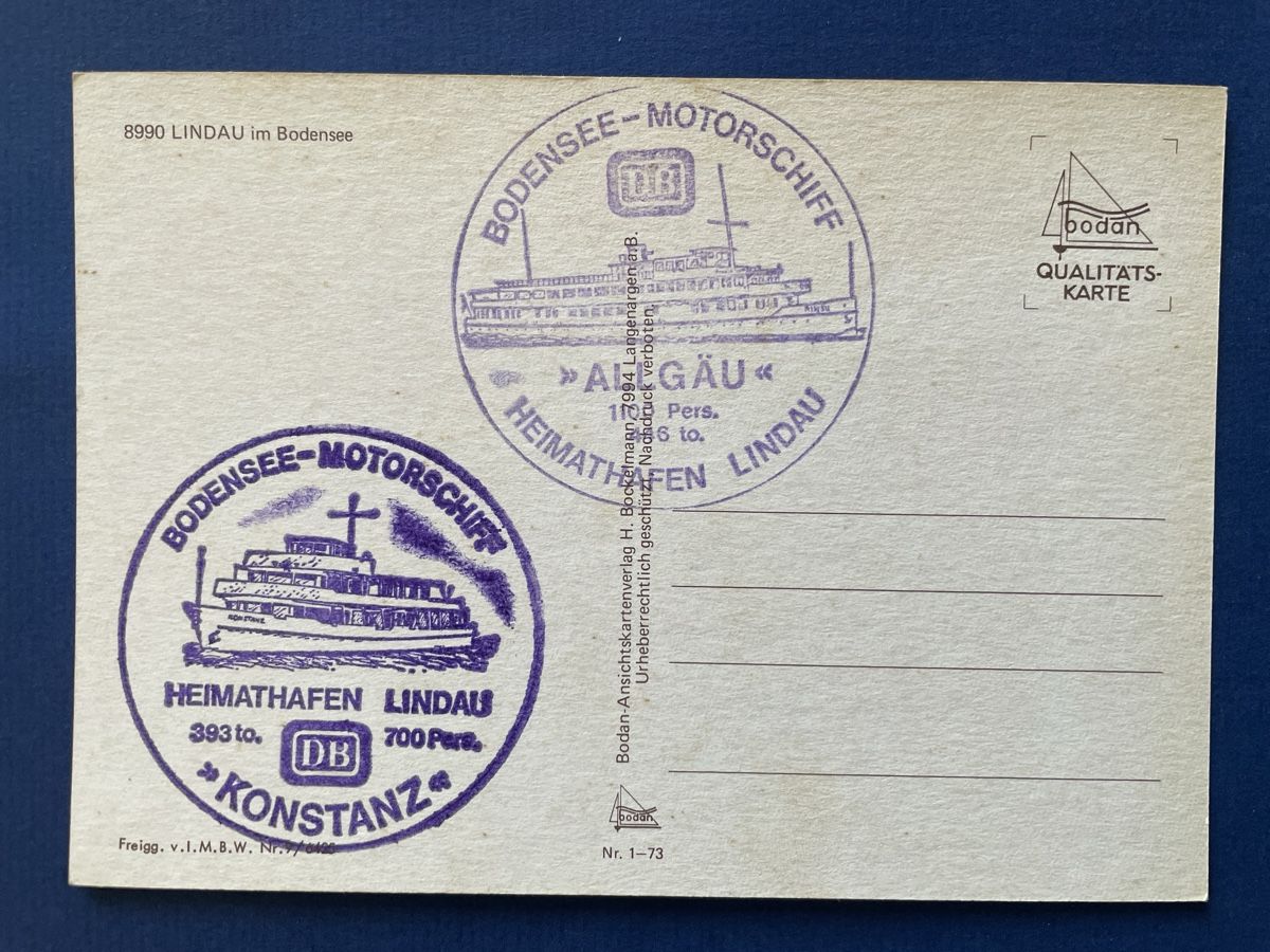 Cartoline postali: Alte Ansichtskarte Lindau Bodensee, 2 Schiffstempel MS – Usato da Neuhausen am Rheinfall venduto da Arielle55 1