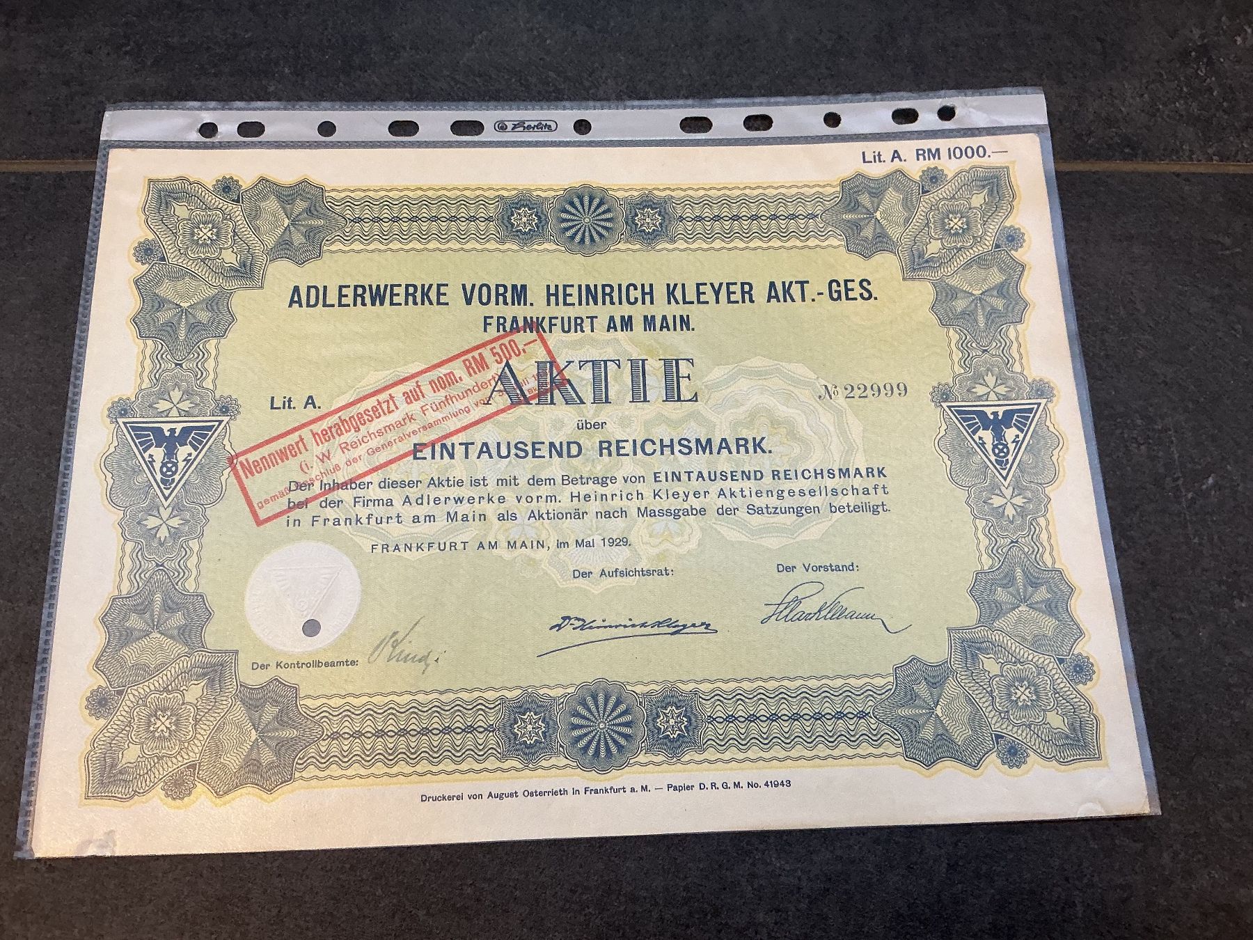Documenti: Adlerwerke Aktien 1929 – Usato da Horw venduto da adler65 3