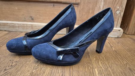 Bugatti Pumps Gr. 38 Dunkelblau Wildlederoptik Absatzschuhe
