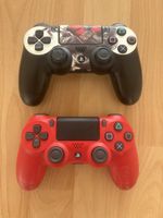 2× PS4 Controller – roter Top, schwarzer mit kleinem Defekt 