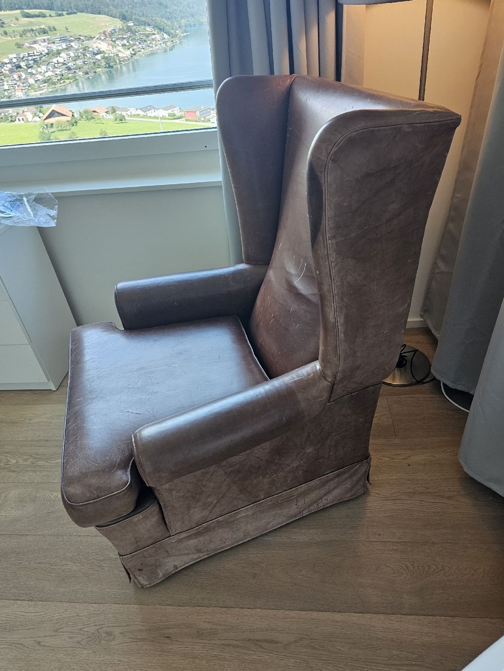 Fauteuils: Brown Leather Wingback Armchair – D'occasion à Immensee par Gitter 4