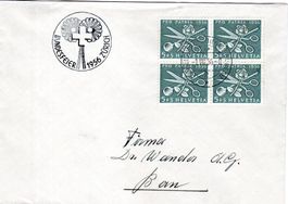 PRO PATRIA 1956 4ERBLOCK SONDERSTEMPEL AUSGABETAG - LU30