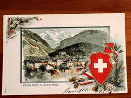 Postkarte Interlaken mit Jungfrau Litho ca 1900 (P224)