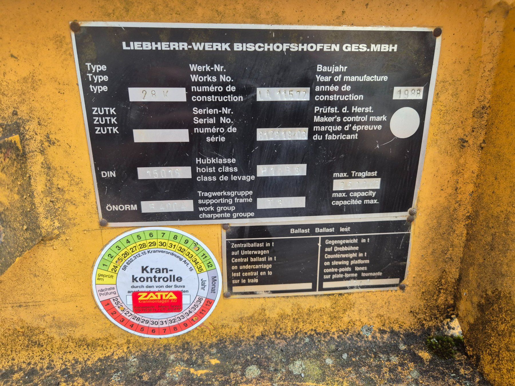 Liebherr Gru: Baukran Liebherr K28 – Usato da Niederwil SG venduto da Bau91 3
