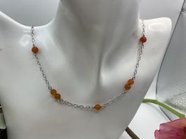 Altes, leichtes Collier Bernstein mit Sterlingsilber