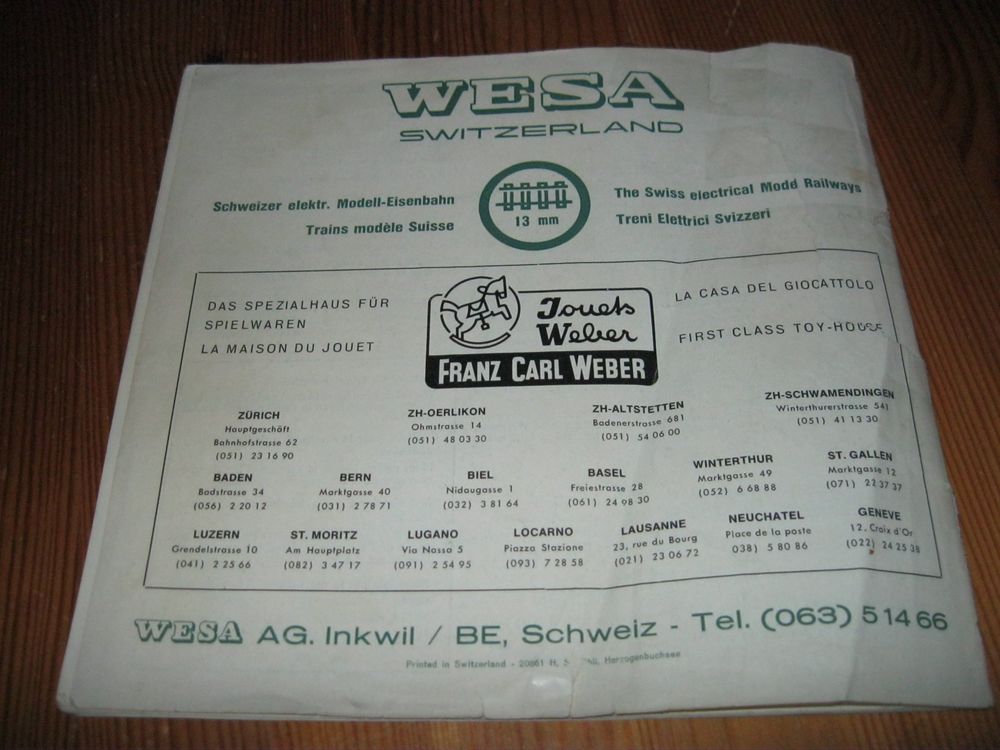 Wesa Switzerland Katalog 1961 Gleichstrom (Gebraucht) in Utzenstorf für ...