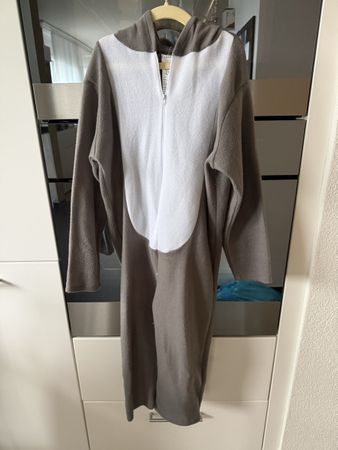 Koala Onesie Kostüm grau weiss mit Kapuze guter Zustand