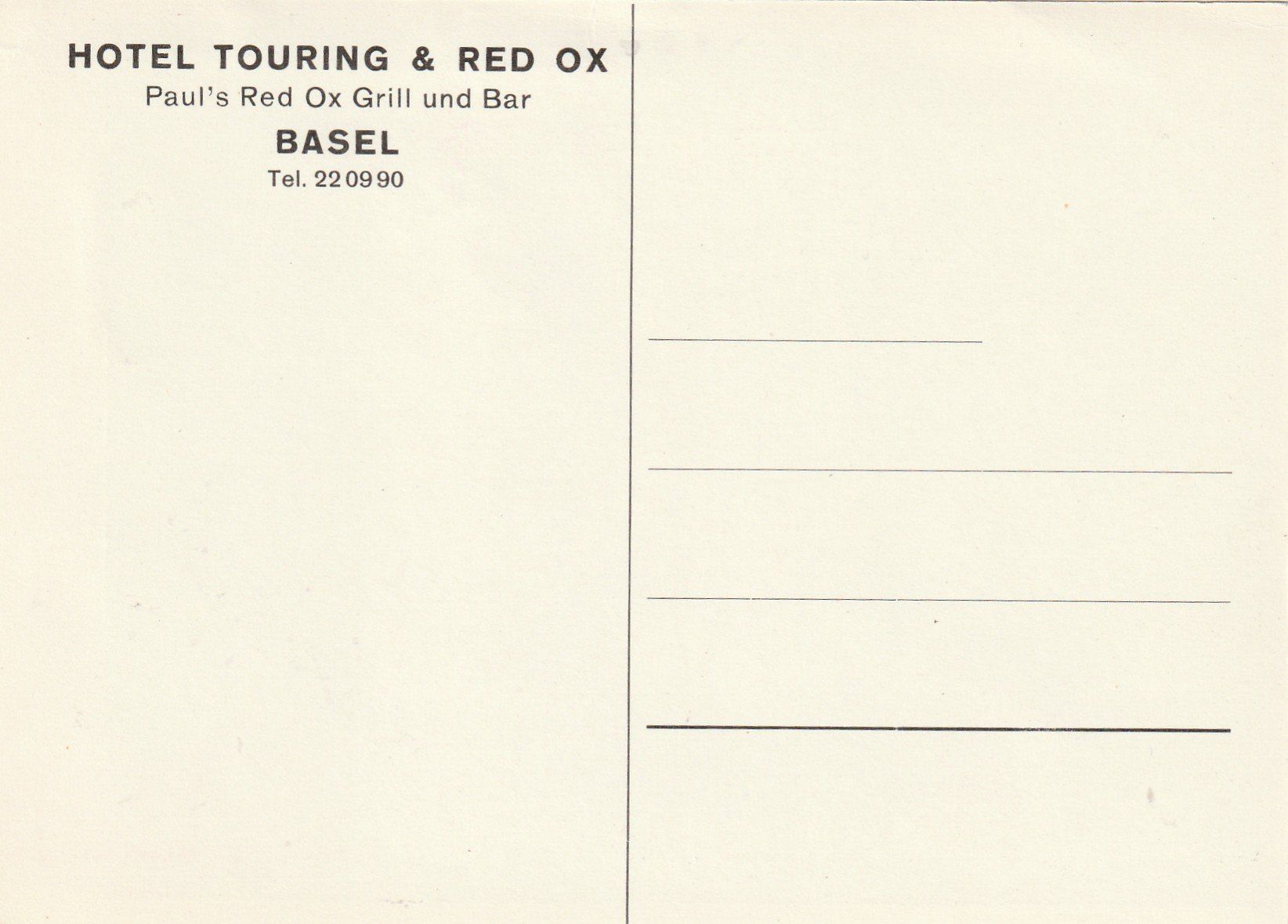 Cartoline postali: Basel Hotel Touring & Red Ox – Usato da Rorschacherberg venduto da fratovi2 1