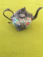 Antike Teekanne, Asia Grün/Blumen, schöne Deko, Top!