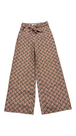 Calie Paris Wide Leg Hose S grün rosa Print gemustert