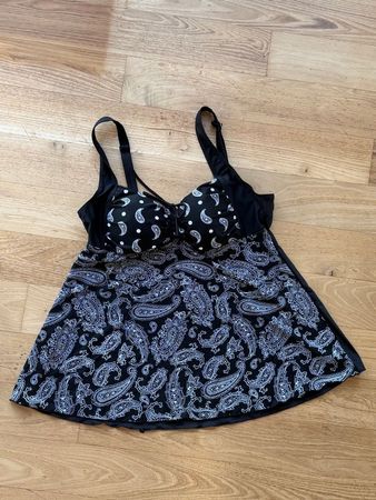 Bade Top Paisley Muster Schwarz Weiss Gr ca.42/44