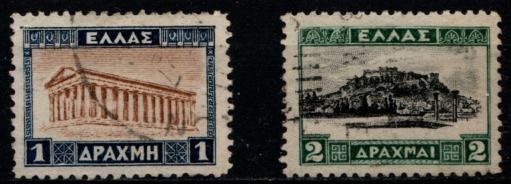 Alle Briefmarken: 2 timbres anciens Grèce - 1927 - Obl. – Gebraucht aus Blonay von Leglaude_01