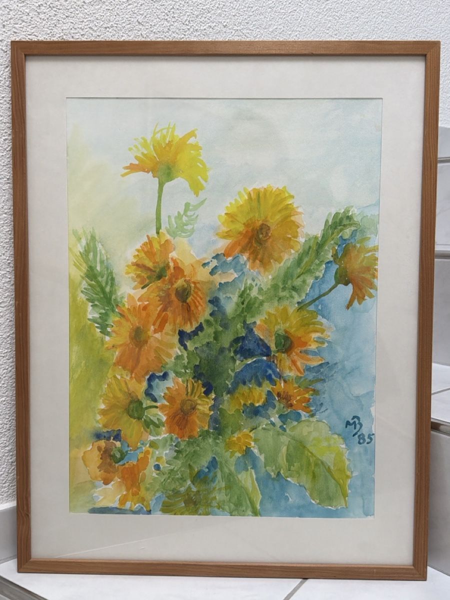Gemälde: Aquarell mit Blumen, M.B. – Gebraucht aus Biberist von Momo33 4