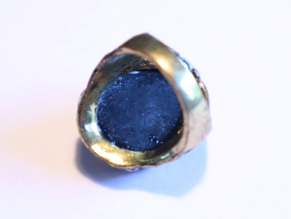 Anelli: Gothischer Kostüm Ring mit schwarzem Blackstone Vintage Gr52 – Usato da Baden venduto da TellsKuchenhaus 2