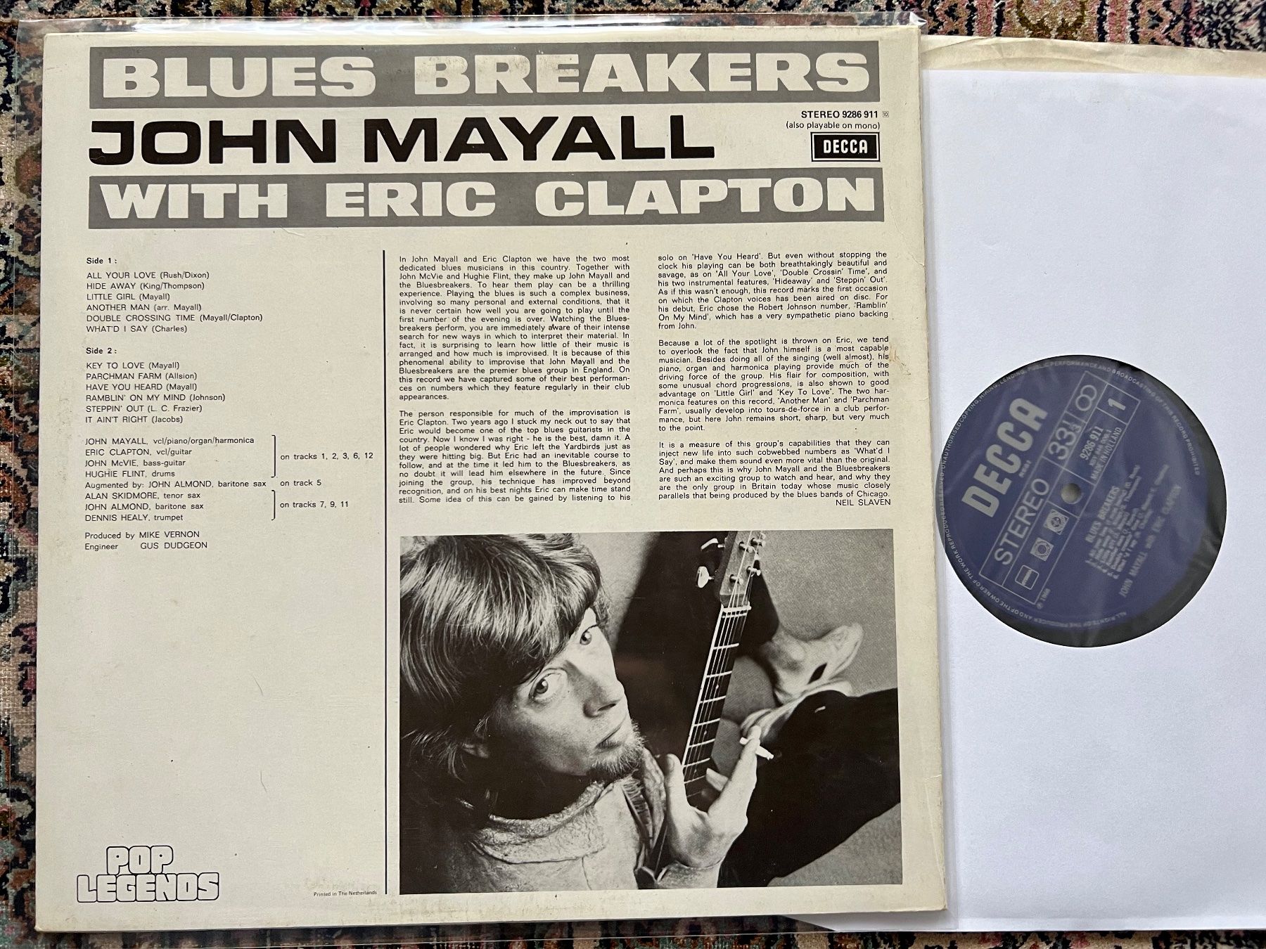 Schallplatten: John Mayall With Eric Clapton – Blues Breakers  LP GEWASCHEN – Gebraucht aus Unterseen von vinylmore 1