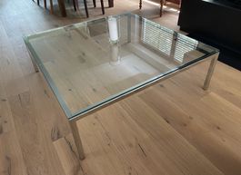 Grosser quadratischer Clubtisch / Couchtisch aus Glas/Metall