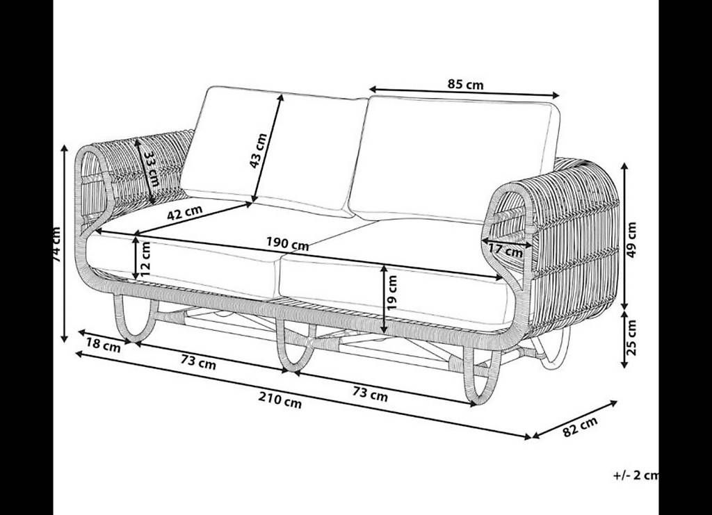 Beliani Divani: Echtholz Rattan Sofa mit Tisch Gartencouch Terassenmöbel – Usato da Basel venduto da Paubaer 3