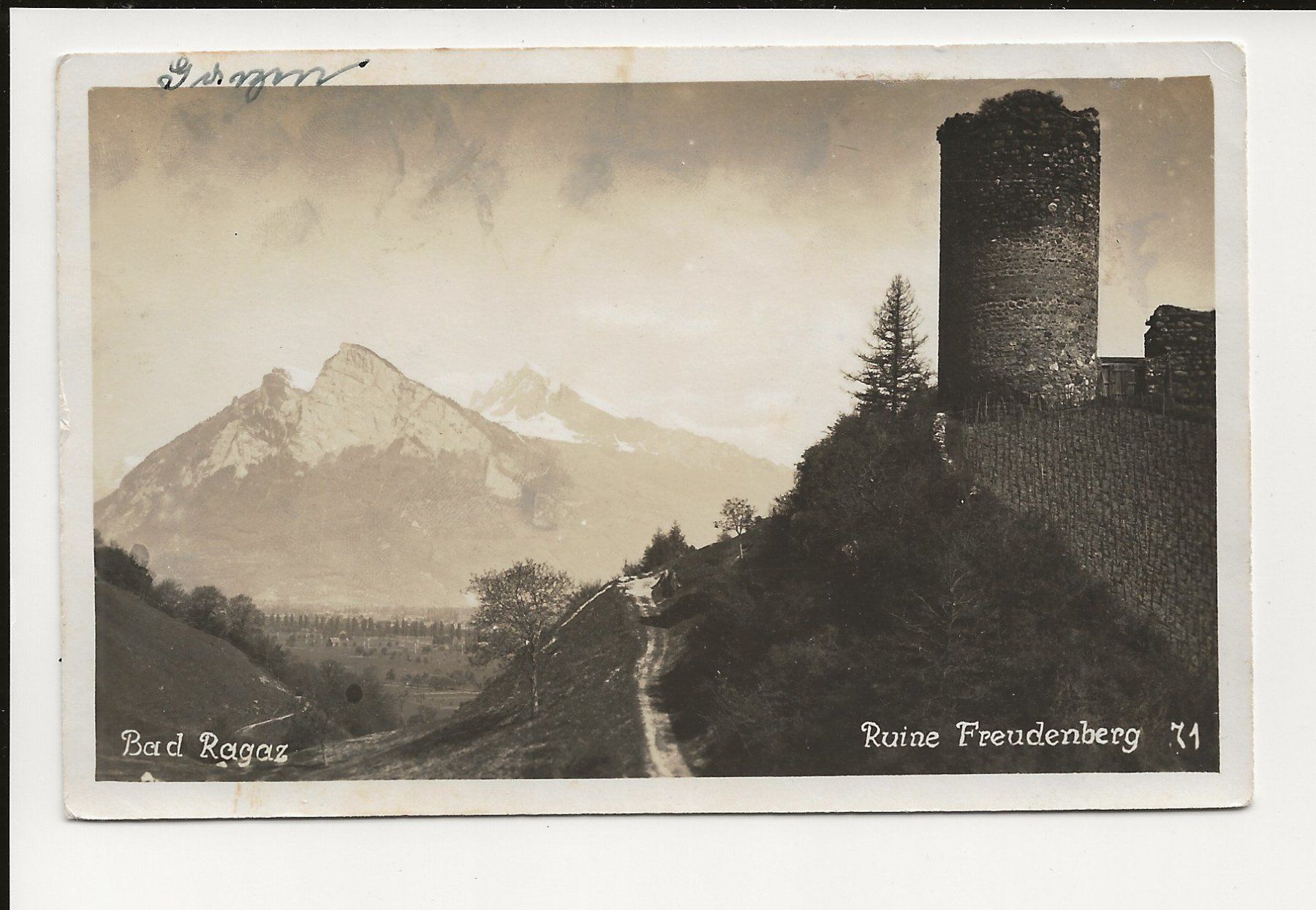 Cartoline postali: AK 1928 Bad Ragaz Ruine Freudenberg – Usato da Greifensee venduto da 315WDO