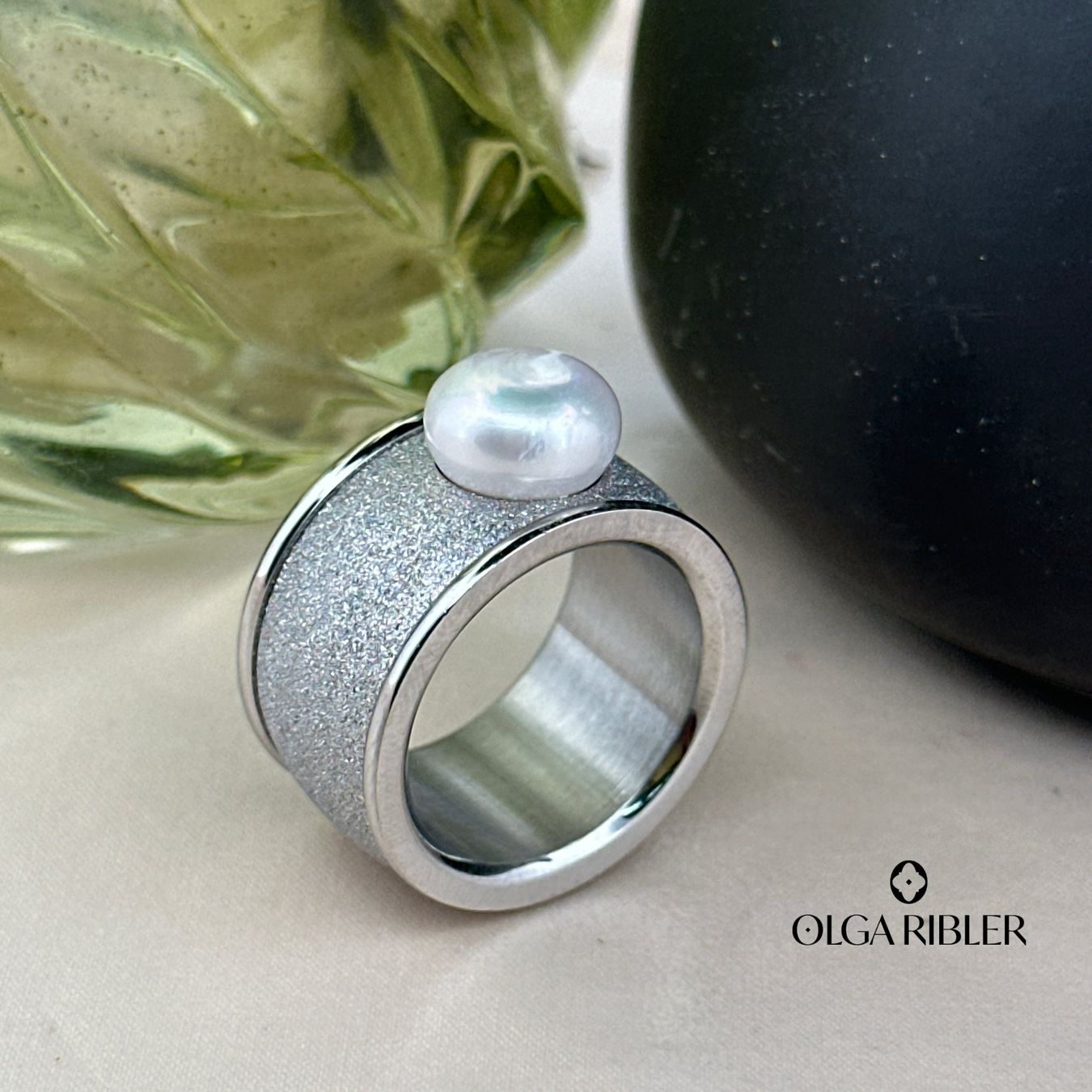 Olga Ribler Anelli: Statement- Edelstahl Ring mit Süsswasserperle Gr 60 – Nuovo (secondo la descrizione) da Luzern venduto da Schmuckoutlet 5