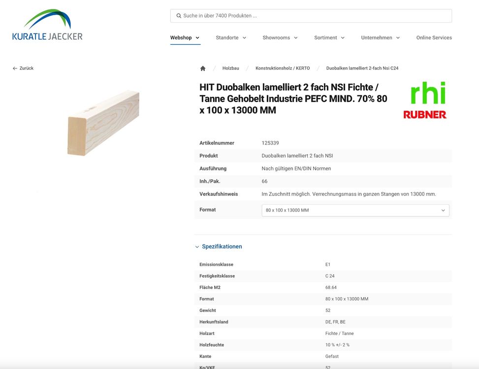Holzbalken 7 Meter Lang