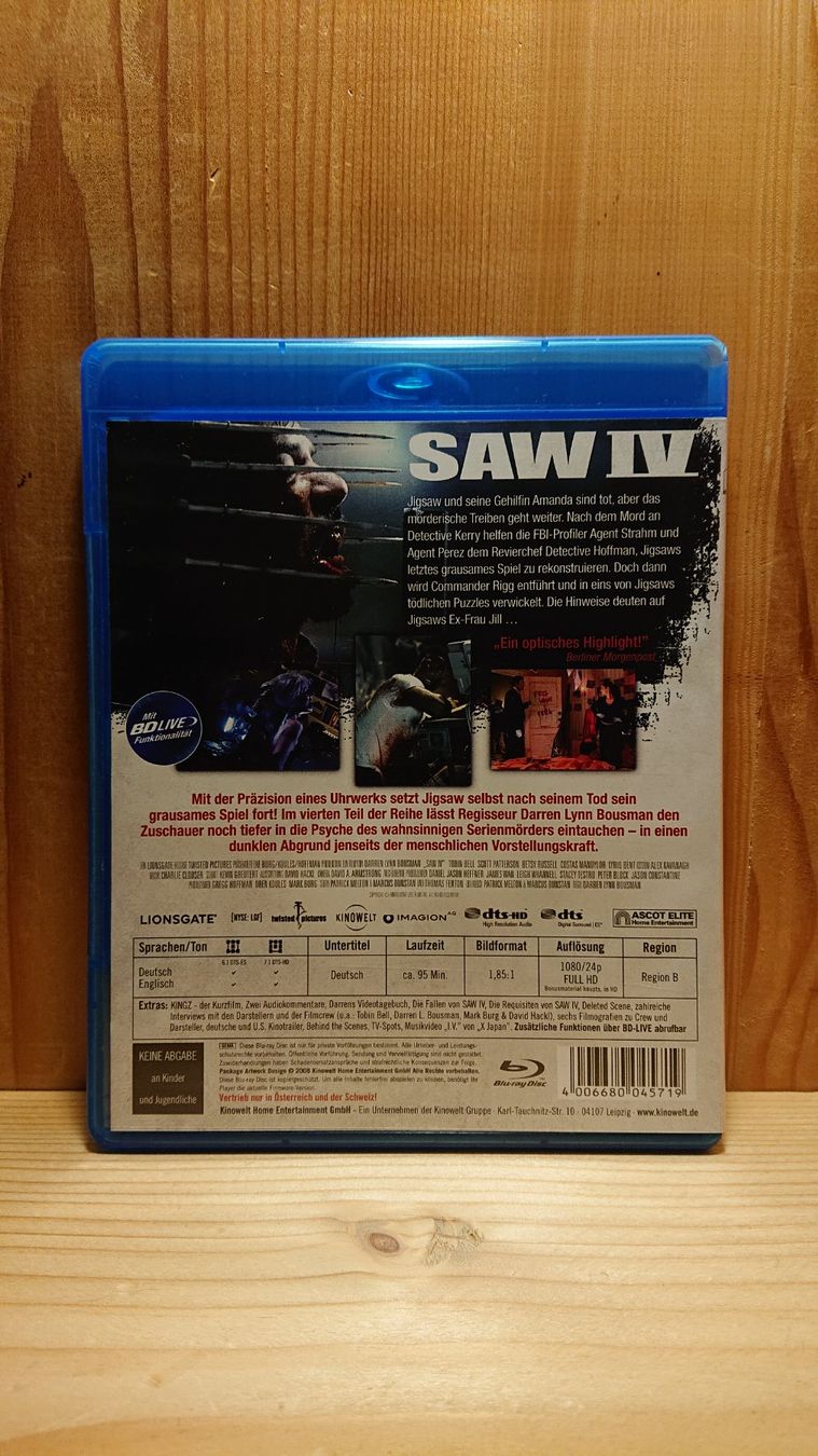Tous les DVDs: SAW 4 Blu-Ray Unrated – D'occasion à Wilderswil par Exebub 1