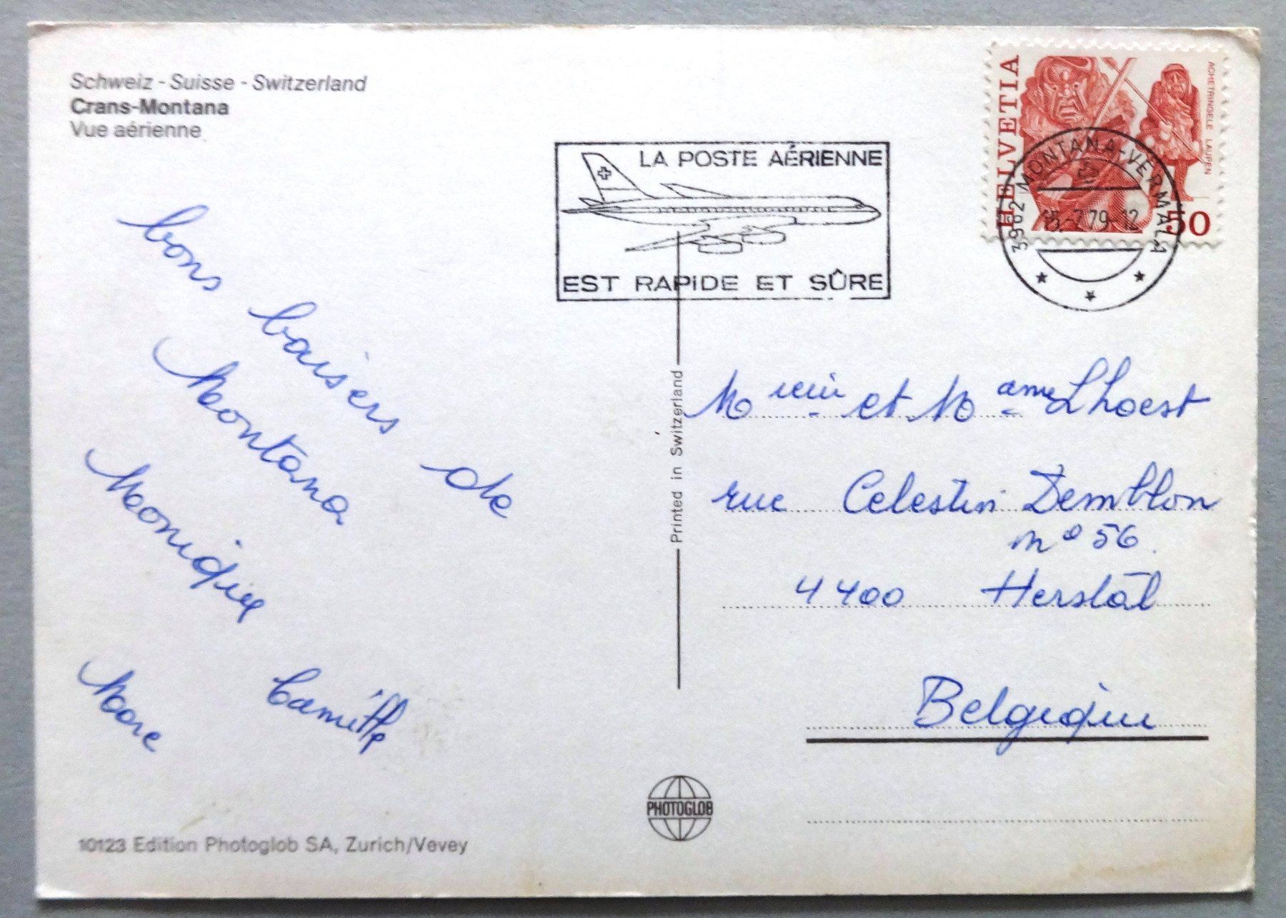 Cartoline postali: Crans-Montana - Vue aérienne – Usato da Fétigny venduto da Billy2miny 1