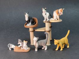 6 Schleich Katzen Katzenbaum Katze Tier