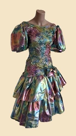Cocktailkleid Abendkleid Partykleid glänzend bunt Lame S/M