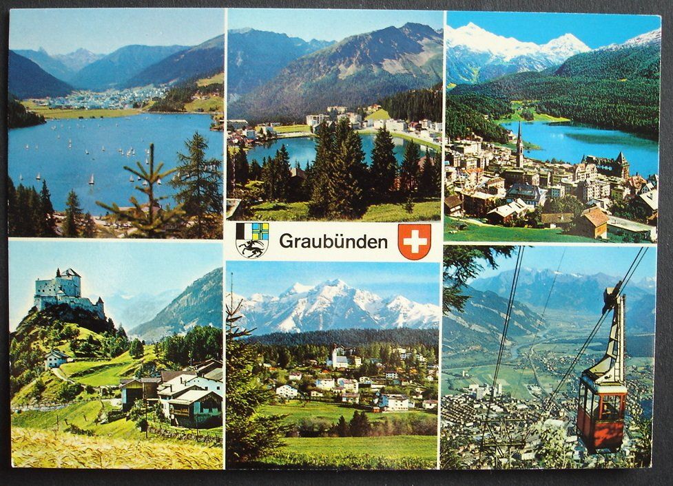 Ansichtskarten: GR: DAVOS - AROSA - ST. MORITZ - TARASP - FLIMS - CHUR – Gebraucht aus Jona von philajona