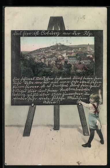 Cartoline postali: Schultafel-AK Coburg an der Itz, Teilans – Usato da Berlin venduto da bartko-reher