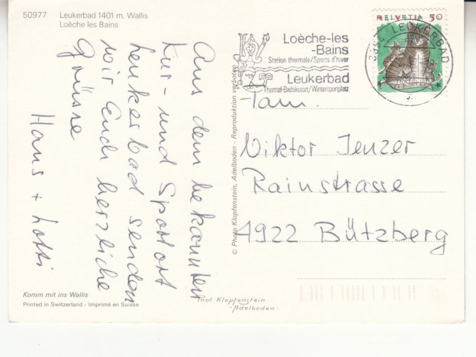 Ansichtskarten: Leukerbad 1992 – Gebraucht aus Bürglen TG von StampGraf 1