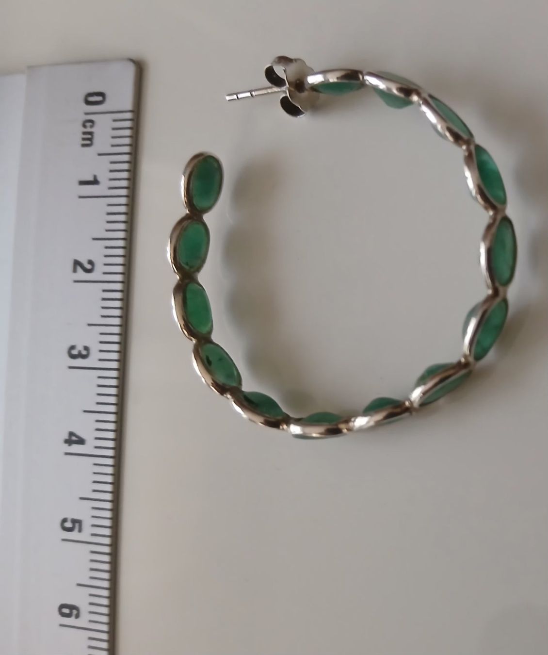 Orecchini pendenti & Orecchini a lobo: Orecchini placcati in argento con smeraldo indiano – Usato da Tesserete venduto da La-Fleur-De-Cerisier 2