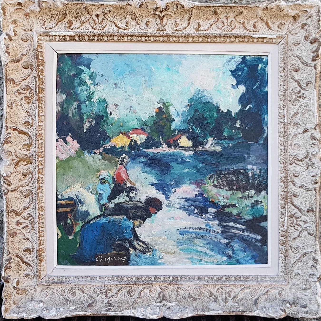 Dipinti: huile, Les lavandières par Chapront – Nuovo (secondo la descrizione) da Lausanne venduto da leneko