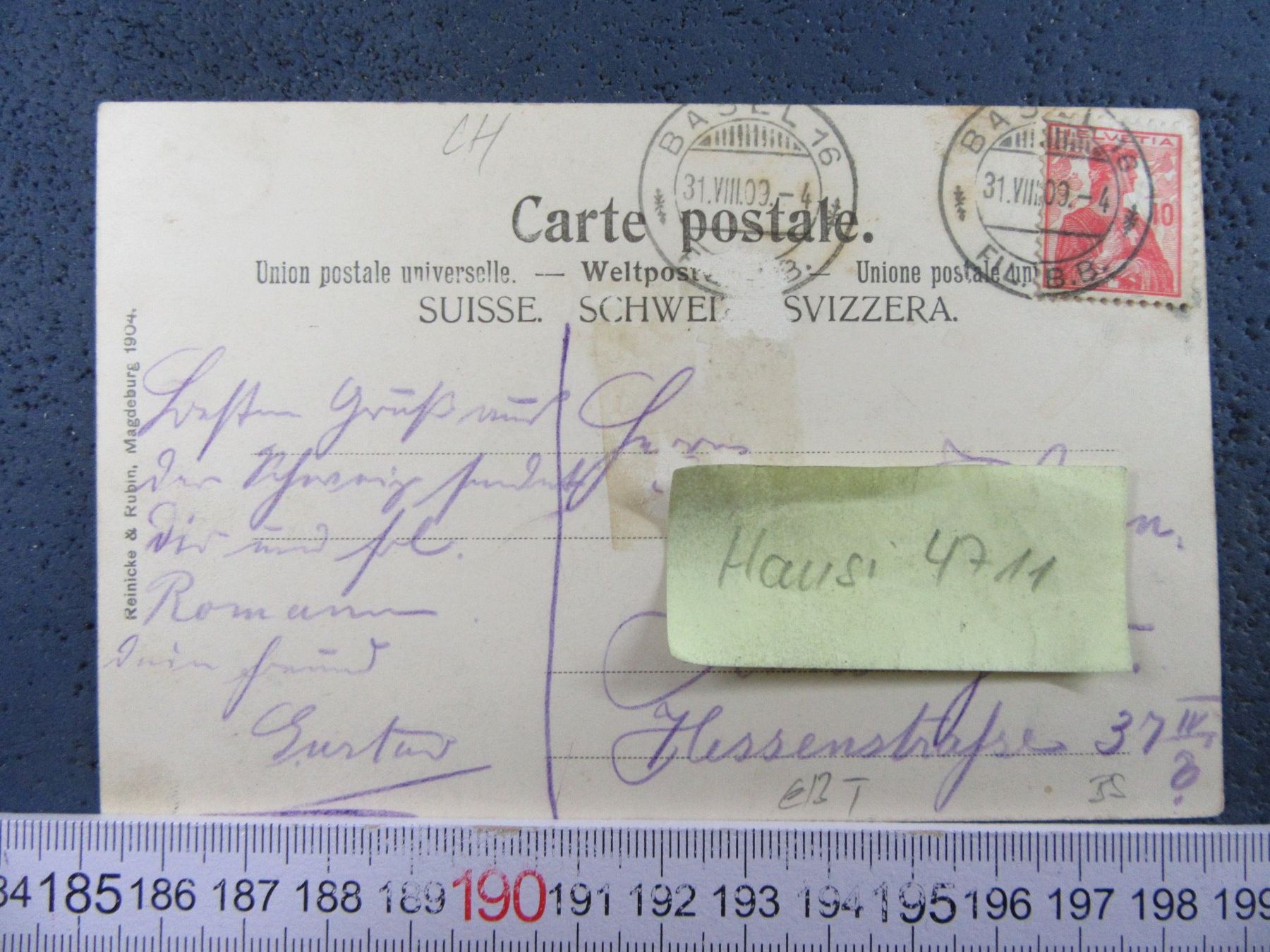 Ansichtskarten: BASEL 1909 NEUE OBER-REALSCHULE AK-BS – Gebraucht aus Ettingen von Hausi4711 1