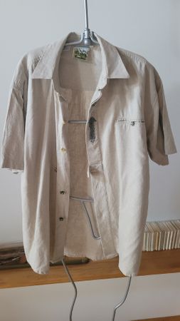Herren Hemd Kurzarm beige Grösse XL Trachten Mode Leinen/Bau