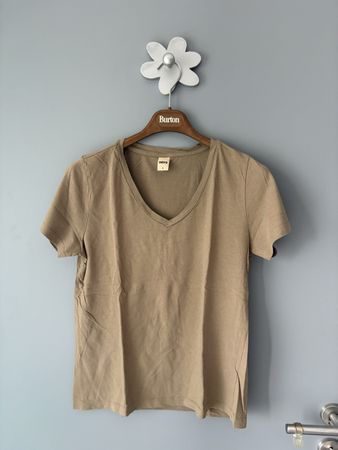 T-shirt col V femme Zebra taille S beige