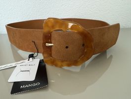 Mango Wildleder-Gürtel, Ledergürtel Taillengürtel Gr. S Neu