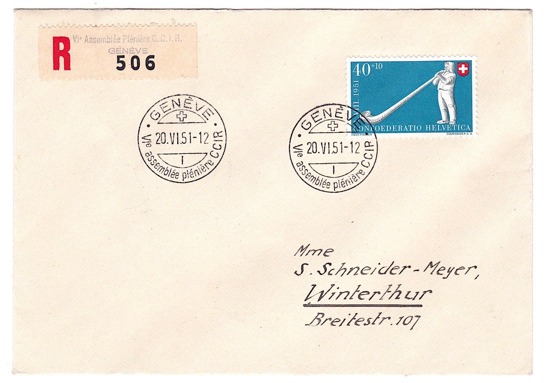 Tutti i francobolli: 1951 R-Beleg mit S-Stempel CCIP – Usato da Richterswil venduto da Dyaris2025