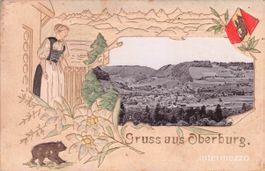 Oberburg BE // ca. 1901 Prägekarte Berner Wappen Bär