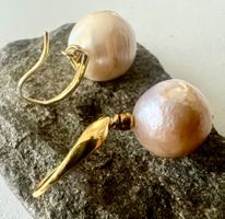 Edle Ohrhänger 925 Silber vergoldet mit grossen Barockperlen
