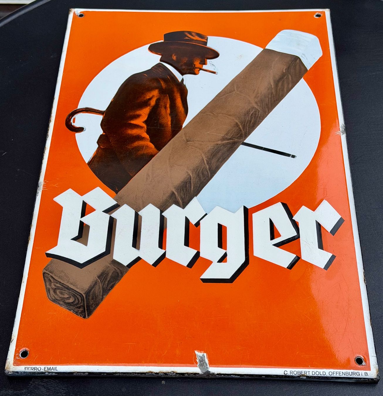 Schilder: Original altes Burger Stumpen Emailschild – Gebraucht aus Schwyz von schoggi63 1