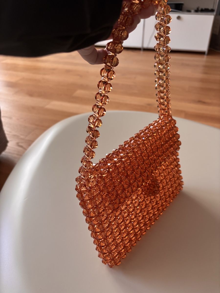 Taschen für Damen: Handmade Perlen-Handtasche, Orange/Braun – Neu (gemäss Beschreibung) aus Horgen von tha_h6cv 4
