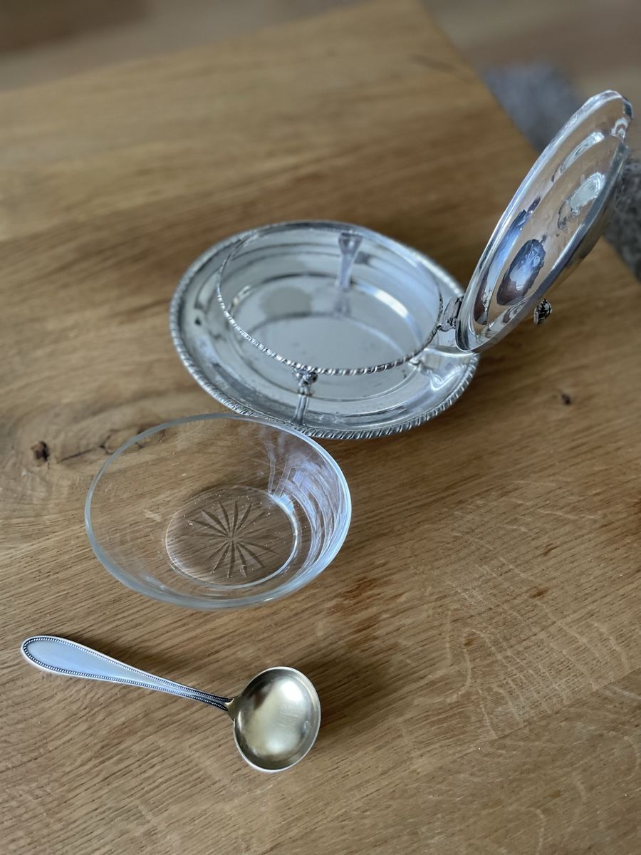 Ciotole: Antik Silber Schale mit Löffel  – Usato da Bern venduto da roa80 2