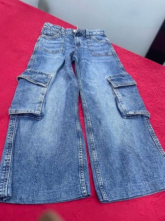 Mädchen Jeans Hose Cargo wide leg 140