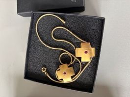 Schmuckset Motiv Kreuz 925er Silber vergoldet