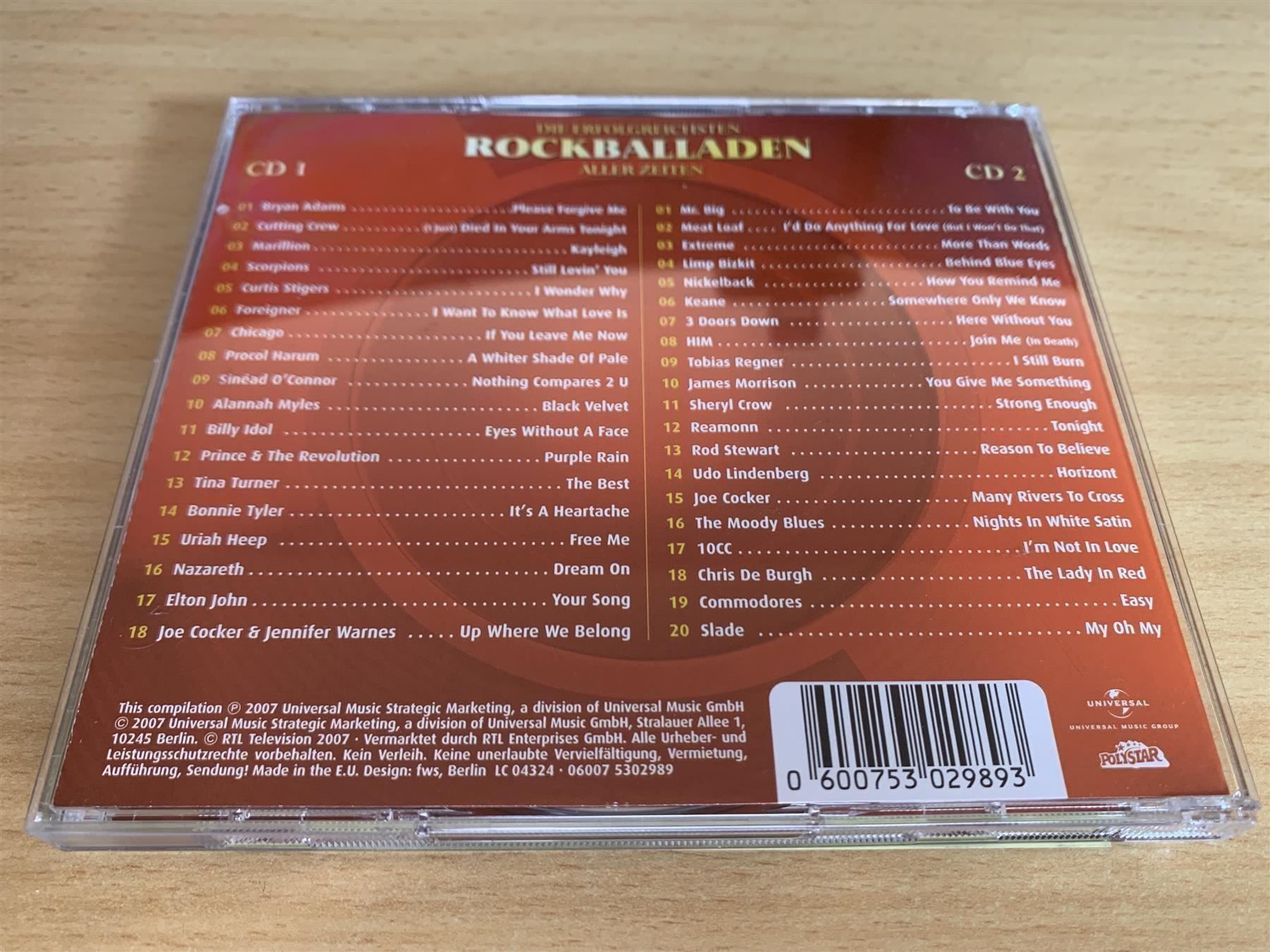 CD: Chart Show - Rockballaden - 2 CD – Usato da Rikon im Tösstal venduto da Alpenmutz 1